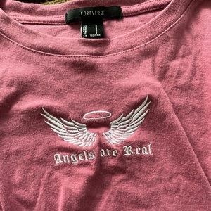Forever21 “Angels are real” long sleeve cropped tee!